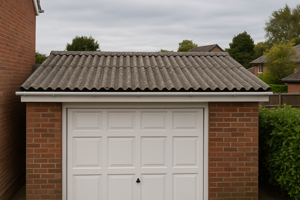 brick garage fibre cement sheet roof