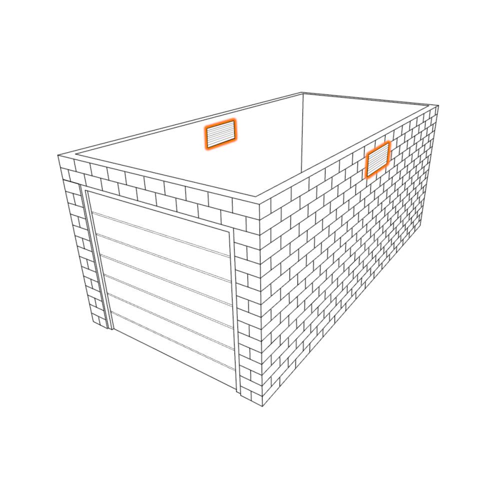 drawing brick garage with air vent placements