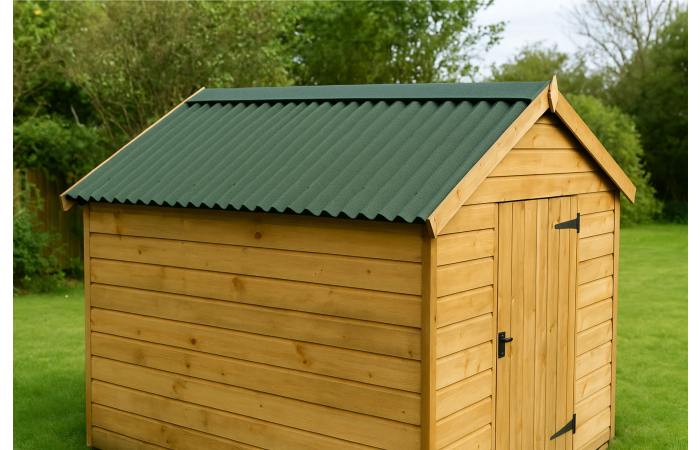 green bitumen roofing shed