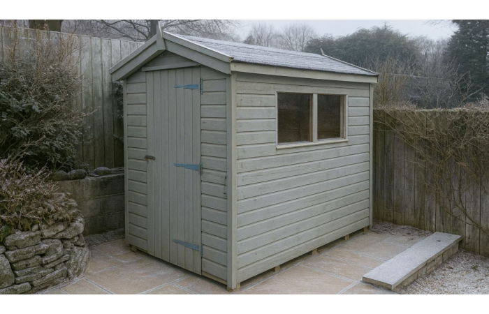 green garden shed winter
