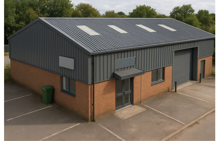 dark grey box profile commercial building roof
