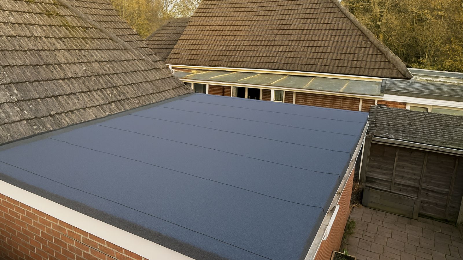 flat felt roof on brick extension