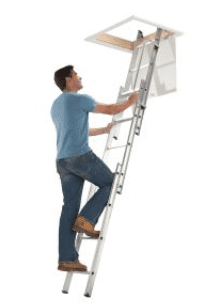Werner 3m 3 Section Aluminium Loft Ladder with Handrail
