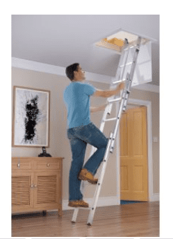Werner 3m 3 Section Aluminium Loft Ladder with Handrail