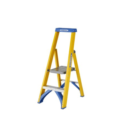 Werner Fibreglass Platform Stepladder with Lock-In Accessory System