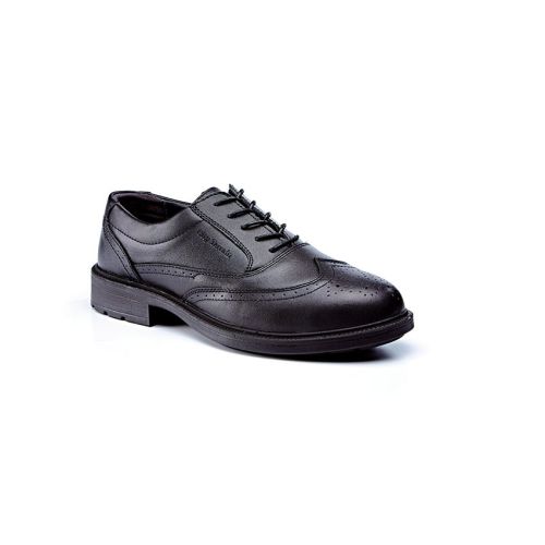 Rugged Terrain - Executive Brogue Safety Shoes (S1P SRC) - Black Leather
