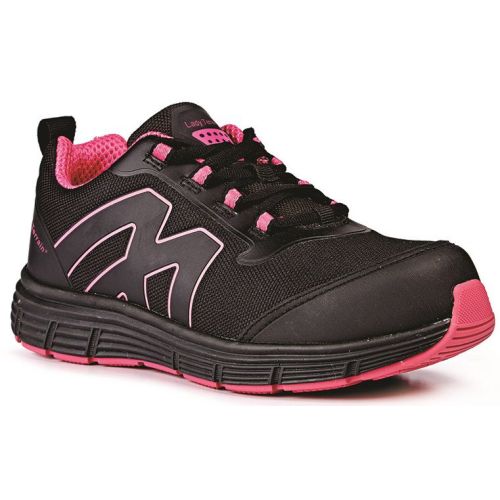 Rugged Terrain - Ladies Lightweight Safety Trainers (SB SRC) - Black/Pink Nylon