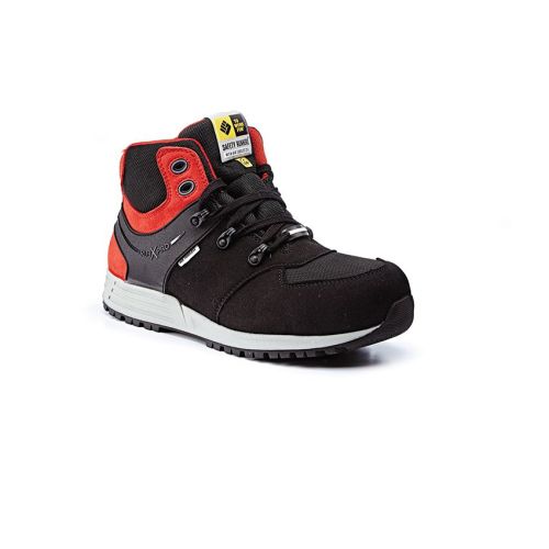 Rugged Terrain - Air Tubeless Safety Trainers Boot (S3 SRC ESD) - Black/Red Nubuck