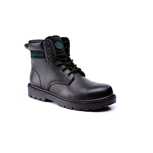 Rugged Terrain - 6 Eyelet Derby Safety Boots (S1P SRC) - Black Leather