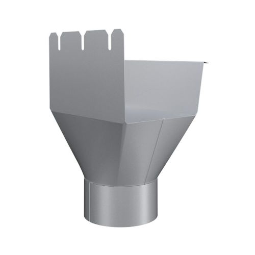 Lindab Steel Guttering - 140mm Rectangular Gutter Outlet - Magestic Galvanised