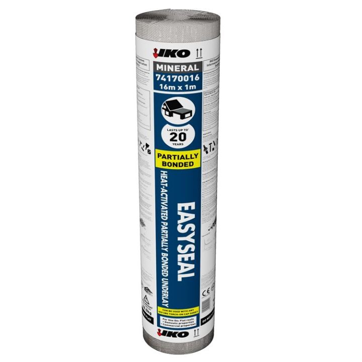 IKO Easyseal Heat-Activated Partially Bonded Underlay - 1m x 16m (Pallet of 25) IKO Easyseal Heat-Activated Partially Bonded Underlay - 1m x 16m (Pallet of 25)