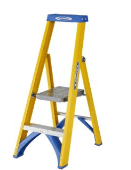 Werner Fibreglass Platform Stepladder with Lock-In Accessory System Werner Fibreglass Platform Stepladder with Lock-In Accessory System