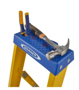 Werner Fibreglass Platform Stepladder with Lock-In Accessory System Werner Fibreglass Platform Stepladder with Lock-In Accessory System