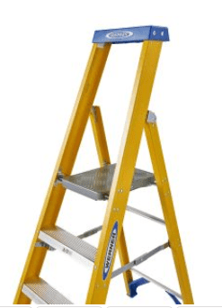 Werner Fibreglass Platform Stepladder with Lock-In Accessory System Werner Fibreglass Platform Stepladder with Lock-In Accessory System