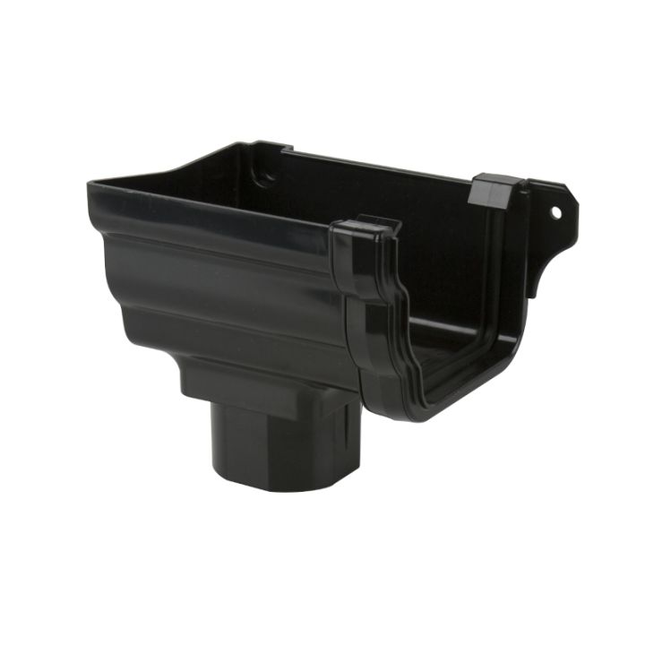 Brett Martin uPVC Prostyle Ogee Guttering  Stopend Oulet - Left/Right Hand - 106mm (Black)