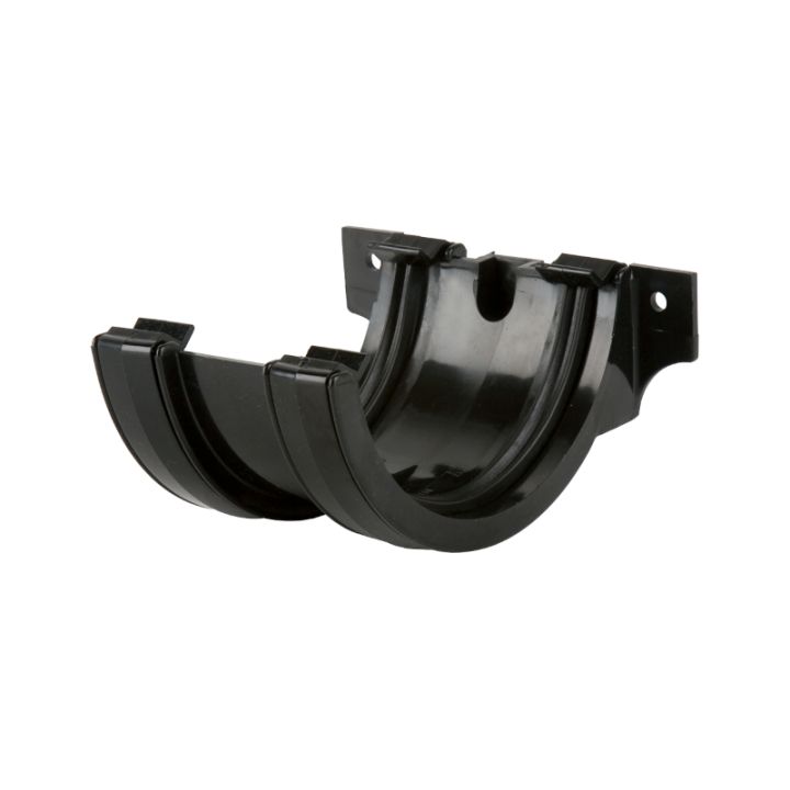 Brett Martin uPVC Roundstyle Guttering Union Bracket - 112mm - Black Brett Martin uPVC Roundstyle Guttering Union Bracket - 112mm - Black