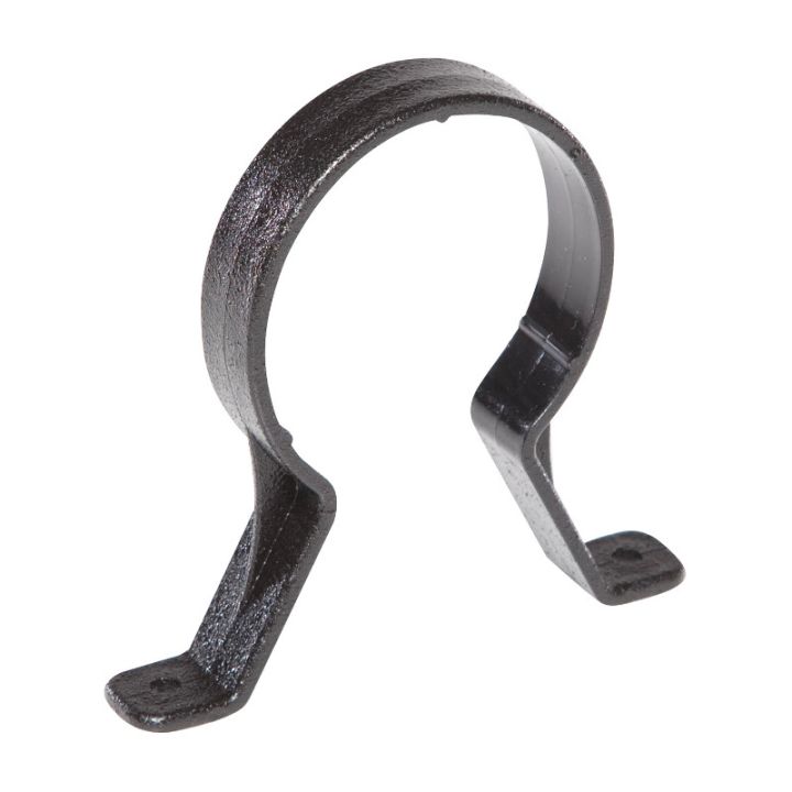 Aquaflow UPVC Cast Iron Effect Half Round Guttering - Downpipe Clip - Black (68mm) Aquaflow UPVC Cast Iron Effect Half Round Guttering - Downpipe Clip - Black (68mm)
