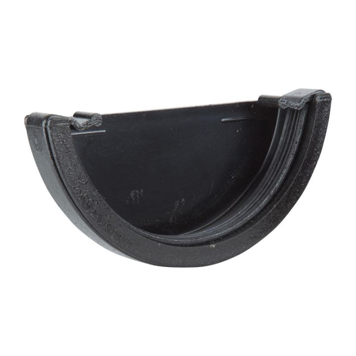 Aquaflow UPVC Cast Iron Effect Half Round Guttering External Stop End - Black (112mm x 51mm) Aquaflow UPVC Cast Iron Effect Half Round Guttering External Stop End - Black (112mm x 51mm)