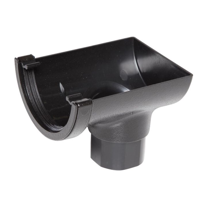 Aquaflow UPVC Cast Iron Effect Half Round Guttering Stop End Outlet - Black (112mm x 51mm) Aquaflow UPVC Cast Iron Effect Half Round Guttering Stop End Outlet - Black (112mm x 51mm)