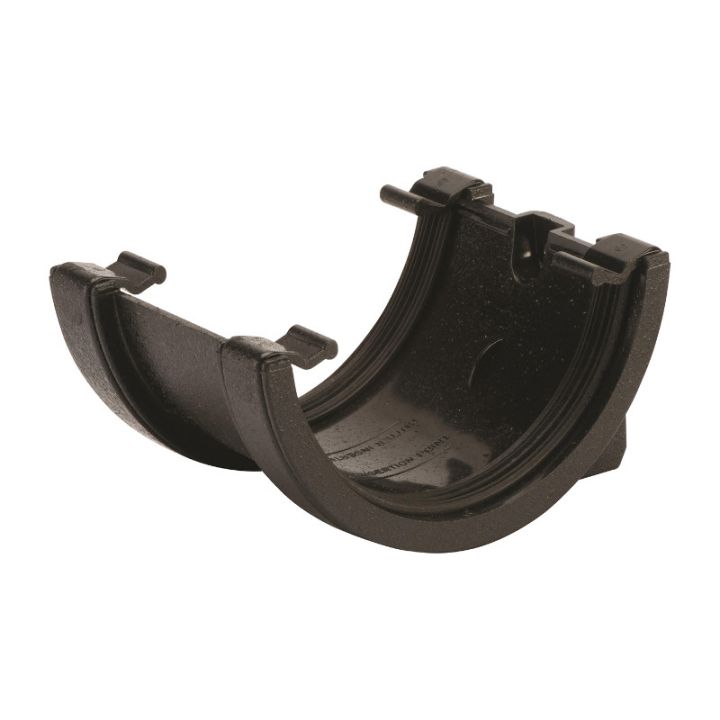 Aquaflow UPVC Cast Iron Effect Half Round Guttering Union Bracket - Black (112mm x 51mm) Aquaflow UPVC Cast Iron Effect Half Round Guttering Union Bracket - Black (112mm x 51mm)