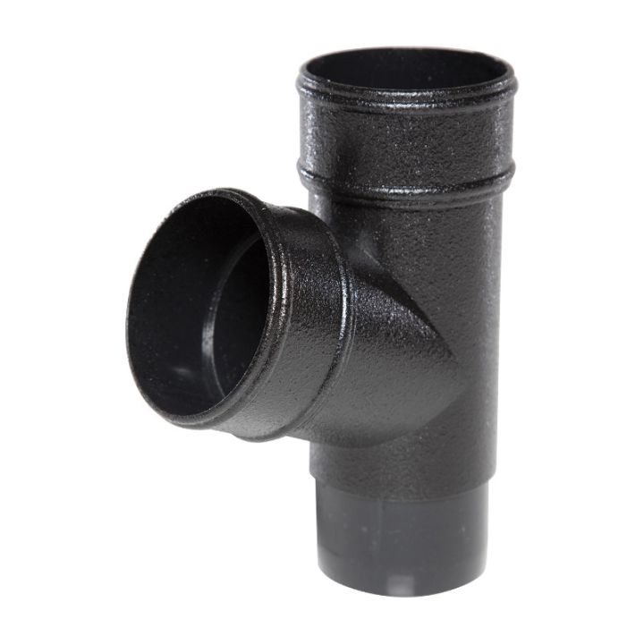 Aquaflow UPVC Cast Iron Effect Half Round Guttering 112° Downpipe Branch - Black (68mm) Aquaflow UPVC Cast Iron Effect Half Round Guttering 112° Downpipe Branch - Black (68mm)
