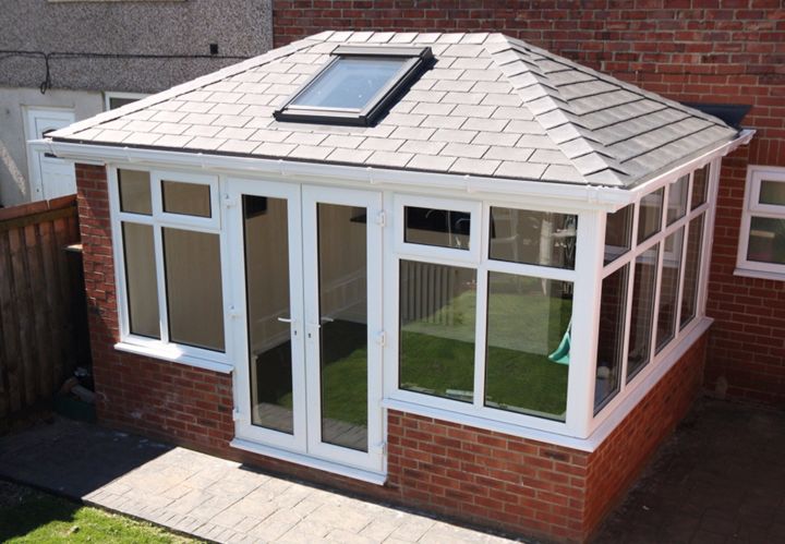 Synthetic Plastic Slate Effect on Conservatory Synthetic Plastic Slate Effect on Conservatory