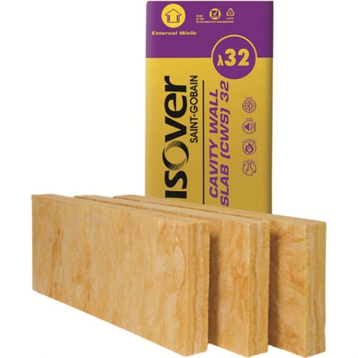 Isover CWS 32 - Glass Mineral Wool Cavity Wall insulation Slab Isover CWS 32 - Glass Mineral Wool Cavity Wall insulation Slab
