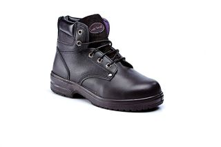 Rugged Terrain - Ladies Derby Safety Boots (S1P SRC) - Black Leather