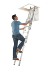 Werner 3m 3 Section Aluminium Loft Ladder with Handrail