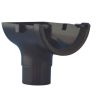 Aquaflow UPVC Cast Iron Effect Half Round Guttering Stop End Outlet - Black (112mm x 51mm)