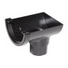Aquaflow UPVC Cast Iron Effect Half Round Guttering Stop End Outlet - Black (112mm x 51mm)
