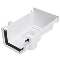 Plastic Guttering Universal Plus - Stop End Outlet Left Hand - 128mm - Black Plastic Guttering Universal Plus - Stop End Outlet Left Hand - 128mm - Black