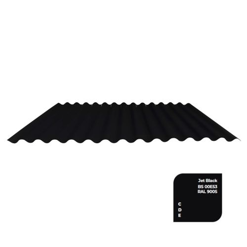 Corrugated Metal Sheet - 13.5/3 Profile - 0.7mm - PVC Plastisol Jet Black