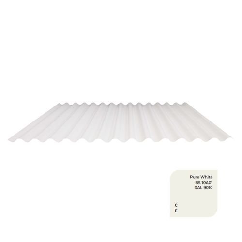 Corrugated Metal Sheet - 13.5/3 Profile - 0.7mm - PVC Plastisol Pure White