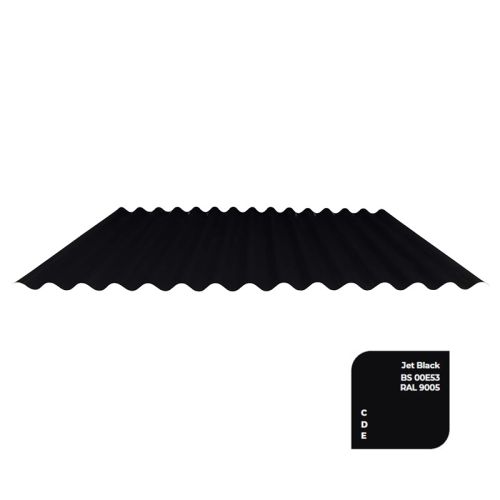 Corrugated Metal Sheet - 13.5/3 Profile - 0.7mm - Polyester Jet Black