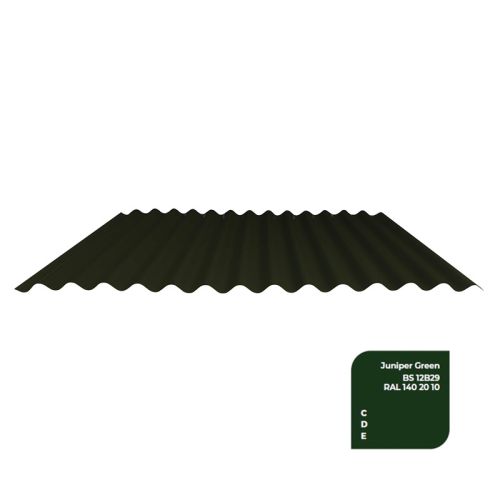 Corrugated Metal Sheet - 13.5/3 Profile - 0.5mm - Polyester Juniper Green