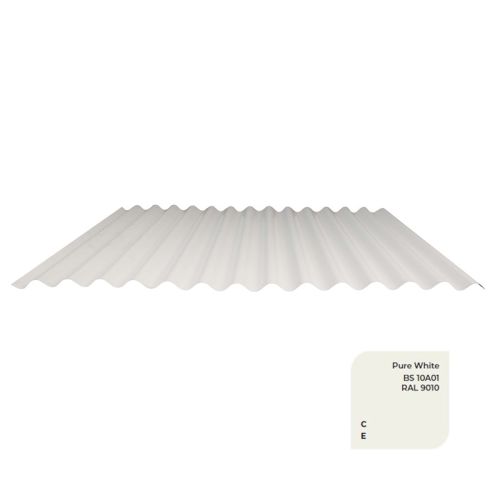 Corrugated Metal Sheet - 13.5/3 Profile - 0.7mm - Polyester Pure White