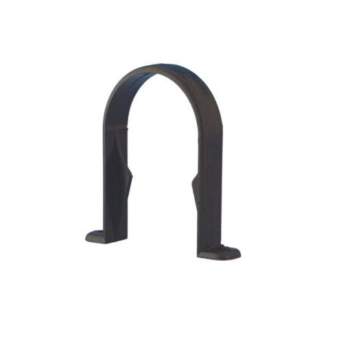Aquaflow UPVC Cast Iron Effect Half Round Guttering - Downpipe Clip - Black (68mm)