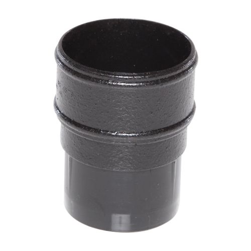 Aquaflow UPVC Cast Iron Effect Half Round Guttering Downpipe Socket - Black (68mm)