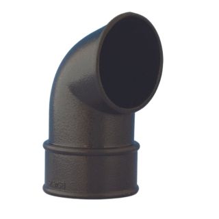 Aquaflow UPVC Cast Iron Effect Half Round Guttering Downpipe Shoe - Black (68mm)