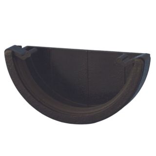 Aquaflow UPVC Cast Iron Effect Half Round Guttering External Stop End - Black (112mm x 51mm)