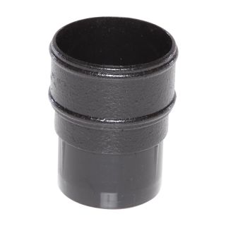 Aquaflow UPVC Cast Iron Effect Half Round Guttering Downpipe Socket - Black (68mm)