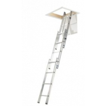 Werner 3m 3 Section Aluminium Loft Ladder with Handrail