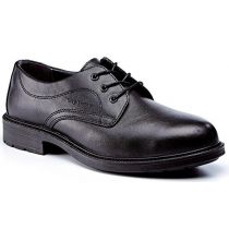 Rugged Terrain - Executive Plain Front Safety Shoes (S1P SRC) - Black Leather