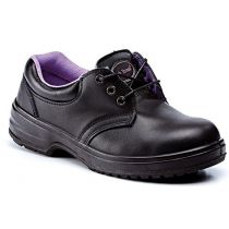 Rugged Terrain - Ladies 3 Eyelet Tie Safety Shoes (S1P SRC) - Black Leather