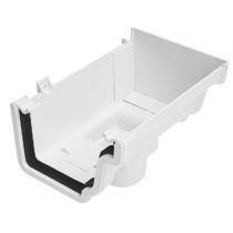 Plastic Guttering Universal Plus - Stop End Outlet Right Hand - 128mm - White
