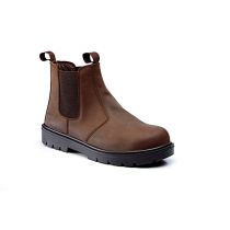 Rugged Terrain - Chelsea Safety Boots (SBP SRC) - Dark Brown Waxy Leather