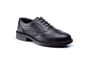 Rugged Terrain - Executive Brogue Safety Shoes (S1P SRC) - Black Leather