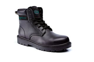 Rugged Terrain - 6 Eyelet Derby Safety Boots (S1P SRC) - Black Leather