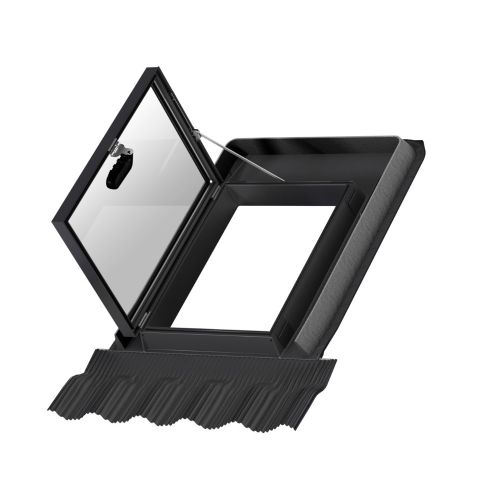 VELUX GVK 0000Z Double-Glazed Manual Side Hung Cold Room Roof Window - 46x61cm - Black Polyurethane/Aluminium
